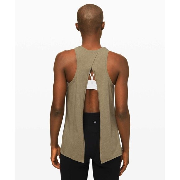 LULULEMON All Tied Up Grape Leaf Green Pima Cotton Tie Back Tank Top, Size 4 - Picture 3 of 13